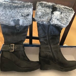 Size 7.5 black fur boots